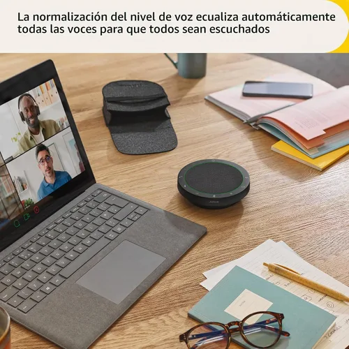 Vista 3 de Jabra Altavoz Bluetooth inalámbrico Speak2 55, altavoz compacto y portátil con 4 micrófonos con cancelación de ruido, altavoz de rango completo