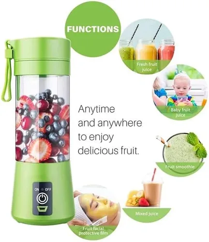 Vista 3 de Licuadora portátil de 12.8 fl oz, licuadora de viaje, mini licuadora, mezcladora personal de frutas recargable con USB, para batidos y batidos