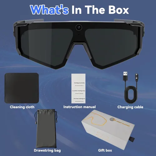 Vista 9 de AI Pro - Lentes de cámara de 32 MP – Gafas de grabación con estabilización EIS de 6 ejes, asistente de voz ChatGPT, lentes de sol polarizados