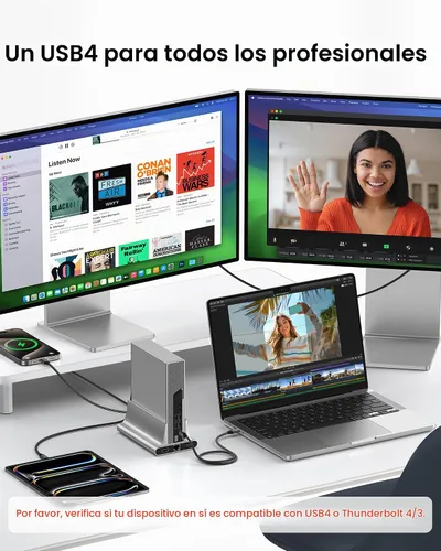 Vista 7 de Silkland Cable USB 4 de 40 Gbps para Thunderbolt 4 de 4 pies, 240 W PD3.1