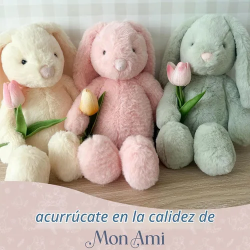 Vista 4 de MON AMI Conejo de peluche de albaricoque de 13 pulgadas, juguete de peluche Conejito de albaricoque