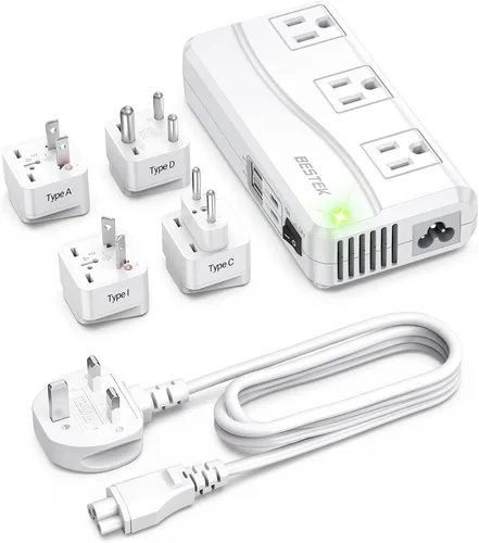 Vista 11 de BESTEK - Adaptador de viaje universal convertidor de voltaje de 100-220 V a 110 V de 250 W con carga USB de 6 A y 4 puertos, 3 tomas de CA