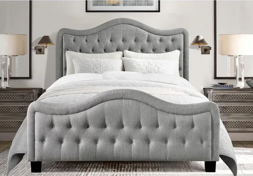 Vista 8 de Rosevera Turin Linen - Cama tapizada con paneles con cabecero ajustable con botones para dormitorio, tamaño Queen, carbono