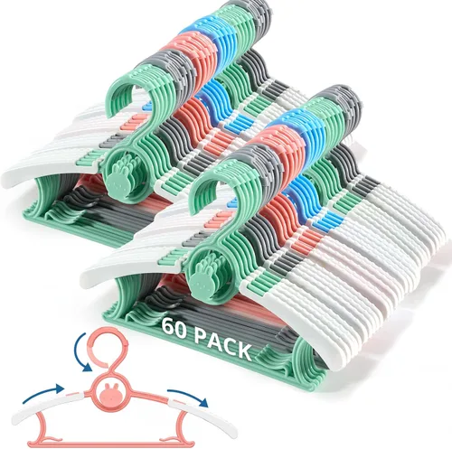 Vista 15 de Perchas ajustables para bebé, extensibles y apilables, perchas de plástico antideslizante de 11 a 14 pulgadas, perchas para niños pequeños