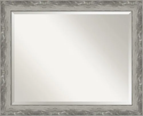 Vista 14 de Amanti Art Espejo de pared plateado de 35 x 45 pulgadas, con línea de onda, angosto, rectangular, para decoración de pared, sala de estar, marco