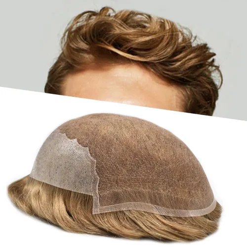 Vista 70 de Mens Toupee Swiss Lace Mens Hair Piece Sistema de reemplazo de cabello para hombres Toupee para hombres Cabello humano nudo blanqueado protesis