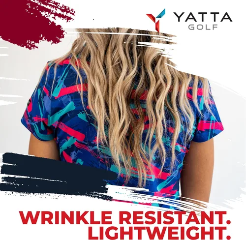 Vista 6 de YATTA GOLF Polo de golf para mujer, resistente a las arrugas, absorbe la humedad y cuello en V para mujer