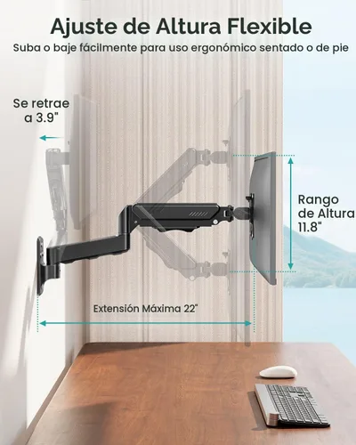 Vista 4 de MOUNT PRO Soporte de pared para monitor para pantallas de 13 a 32 pulgadas Negro Max 32