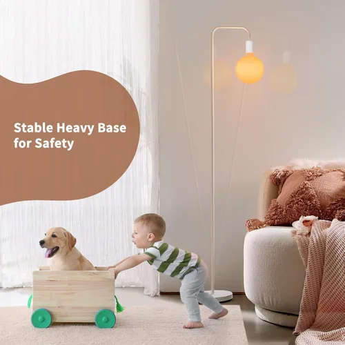 Vista 4 de ONEWISH Lámpara de pie para sala de estar, lámpara de pie minimalista con bombilla LED moderna, vidrio blanco esmerilado de 6 pulgadas, 1800 K