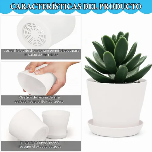 Vista 4 de Hahood Paquete de 48 macetas de plástico de 4 pulgadas, juego de macetas de interior de plántulas gruesas, macetas de inicio de semillas con Blanco