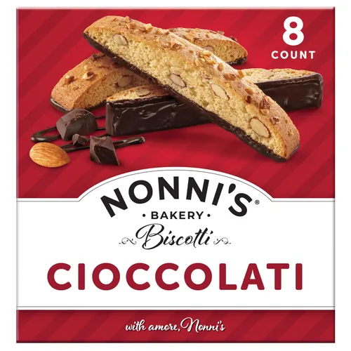 Vista 8 de Nonni's Cioccolati Biscotti - Galletas italianas - 2 cajas - Biscotti envueltas individualmente - Galletas italianas de Biscotti hechas