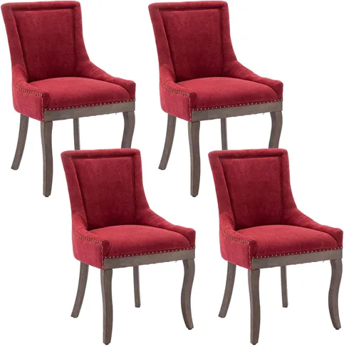 Vista 30 de Aoowow - Juego de 2 sillas laterales tapizadas vintage de tela, sillas de cocina y comedor de estilo campestre con patas de madera maciza y Tela