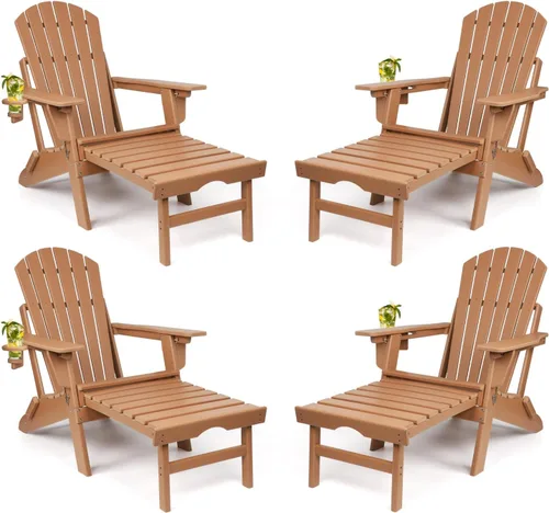 Vista 11 de Oversized Adjustable Folding Adirondack Chairs Set of 2 with Ottoman 400LBS Negro