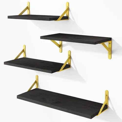 Vista 13 de YGEOMER Estantes flotantes para pared, estantes de pared negros de diferentes tamaños para sala de estar, baño, dormitorio, cocina, decoración