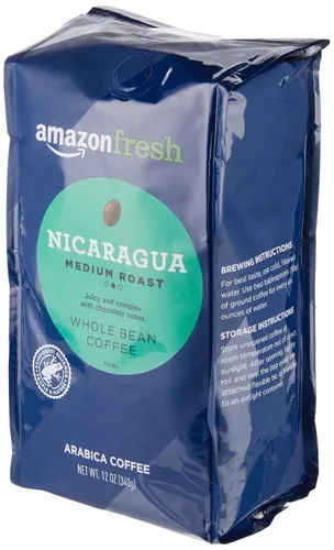 Vista 2 de Amazon Fresh - Café en grano entero de Nicaragua de tueste medio, 12 onzas