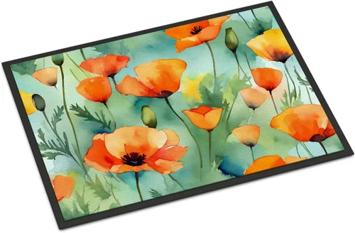 Vista 75 de Caroline's Treasures DAC1621MAT - Felpudo con diseño de camelia en acuarela de 18 x 27 pulgadas, tapete para puerta delantera, para interiores
