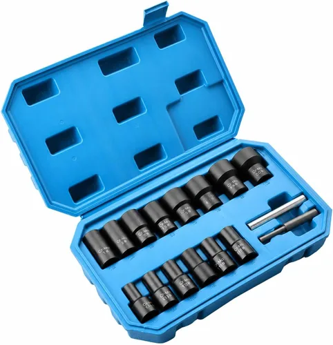 Vista 9 de Juego de extractor de tuercas de perno de impacto de 1/2 pulgada, 5 piezas de rueda de bloqueo, kit de removedor de tuercas de rueda de 0.669 in