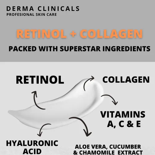 Vista 3 de Retinol + colágeno, ácido hialurónico, crema facial antienvejecimiento con vitamina C, crema hidratante de día y noche, crema antiarrugas