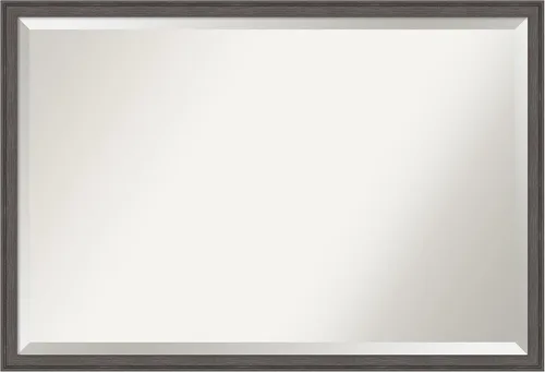 Vista 12 de Amanti Art - Espejo de baño plateado para sobre lavabo, espejo rectangular de níquel cepillado de 33x43, marco moderno extragrande, se cuelga