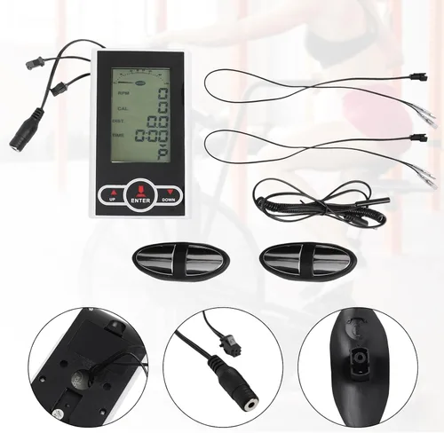 Vista 4 de Monitor de computadora de bicicleta estática con pantalla de velocímetro, sensor de frecuencia cardíaca para bicicleta estacionaria, máquina