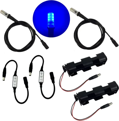 Vista 4 de 2 kits de luces LED azules de efectos especiales para accesorios y paisajes 12V intermitente intermitente estroboscópico