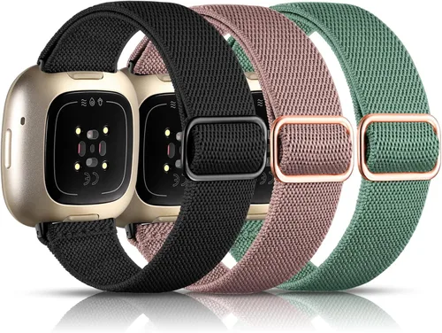 Vista 11 de Maledan Bandas Compatibles con Correas de Reloj Fitbit Versa 3/4 y Sense/Sense 2, Pulseras Deportivas de Tela Elástica Ajustable para Hombres