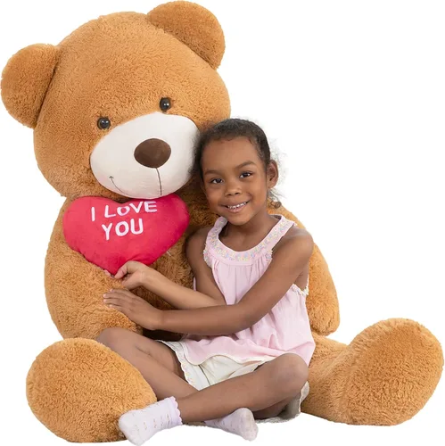 Vista 13 de MaoGoLan Oso de peluche gigante de 52" Oso de peluche - Te amo Corazón rojo Oso de peluche grande para regalo de San Valentín, aniversario, larga