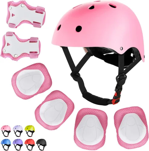 Vista 15 de WayEee Juego de casco de bicicleta para niños, rodilleras, equipo de protección ajustable, 3-14 años