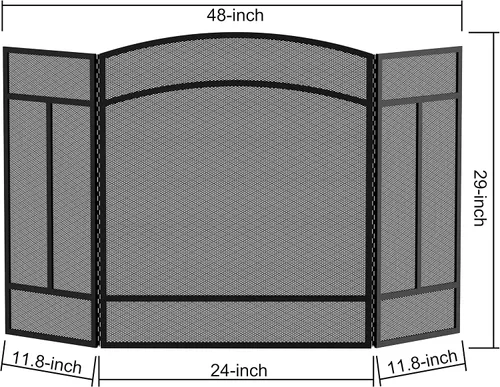Vista 6 de Fire Beauty 3 Panel de hierro forjado Chimenea Pantalla Cubierta protectora de chispas (negro)