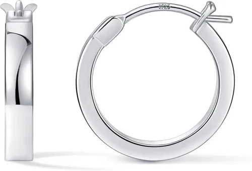 Vista 24 de Aretes de aro para mujer, aros planos chapados en oro de 14 quilates Dorado