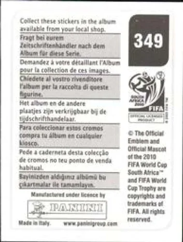 Vista 2 de Pegatinas de la Copa Mundial de la FIFA de Panini 2010 #349 Eljero Elia Países Bajos - Adhesivo oficial de álbum de fútbol