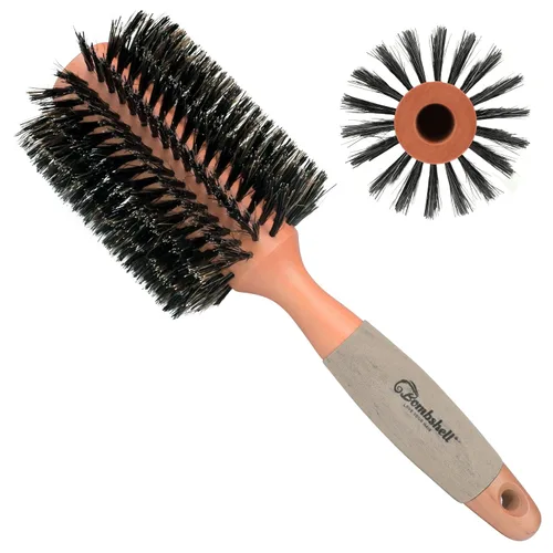 Vista 8 de Bombshell Cepillo Redondo de Madera de Abedul – 1.75 pulgadas de ancho, 10 pulgadas de largo, cerdas de jabalí, mango de madera natural