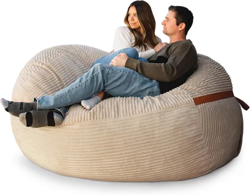 Vista 10 de Big Joe Fuf Silla Puf de Espuma de 5 Pies de Tamaño Extra Grande con Funda Extraíble para Niños, Adolescentes, Adultos, Onyx Lenox, Poliéster Tejido