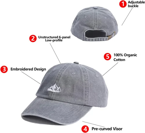 Vista 3 de DASMINI Gorra de béisbol unisex para papá, diseño de algodón suave lavado, sin estructura, para exteriores, para montaña