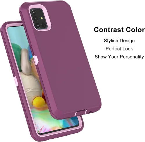 Vista 7 de Funda para Galaxy A51 4G (no compatible con la versión A51 5G), a prueba de golpes, resistente, de plástico duro, parachoques de goma de plástico