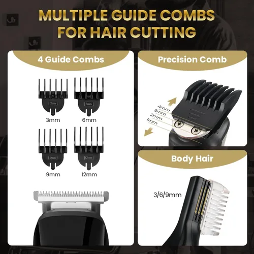 Vista 4 de PRITECH - Kit de aseo para hombre, 6 en 1, recortadora de barba y cortadora de pelo, inalámbrico for Home Travel Gifts, USB Charging, Foil Shaver