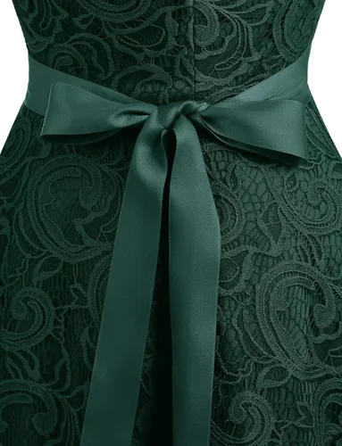Vista 6 de Dressystar Vestido con encaje floral y cuello en V, para mujer, ideal para dama de honor, fiesta y baile de graduación