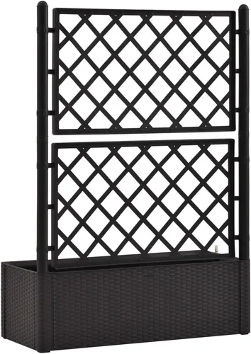 Vista 5 de Cama elevada de jardín con enrejado y sistema de riego automático, antracita, cama de jardín elevada, soporte de maceta elevado con estantes
