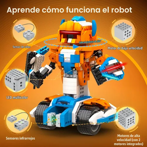 Vista 4 de Apitor Kit de Construcción de Robot X, 12 en 1 Programable con Aplicación, Control Remoto APP, Vehículo RC, Conjunto de Codificación de Robótica