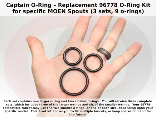 Vista 4 de Captain O-Ring – Kit de juntas tóricas de repuesto 96778 para boquillas Moen específicas (3 juegos, 9 juntas tóricas)