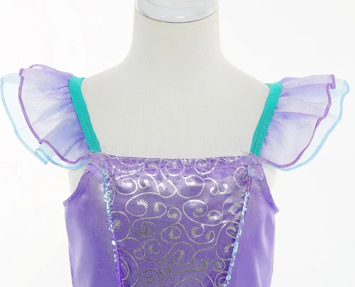 Vista 4 de Disfraz de sirena pequeña para niñas, disfraz de sirena de princesa, disfraz de Halloween para niñas pequeñas