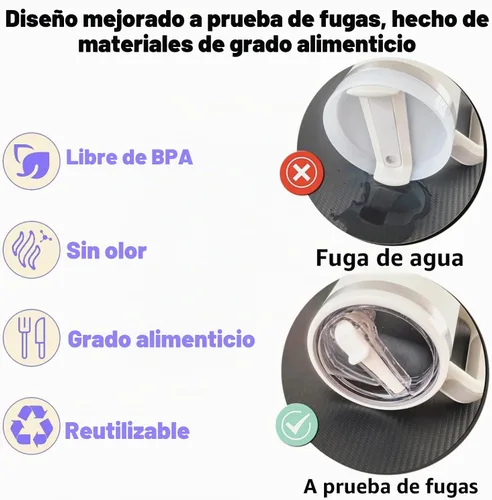 Vista 5 de Stanley - Paquete de 2 tapas abatibles con popote Stanley, a prueba de fugas, accesorios Stanley para vasos Stanley Quencher H2.0 de 40 onzas beige