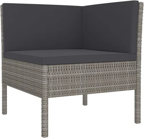 Vista 5 de Ensemble Salon de Jardin 8 Pièces Gris Anthracite Modulable avec Coussins, Meuble d'Extérieur Pour Terrasse et Balcon, Confortable et Résistant aux
