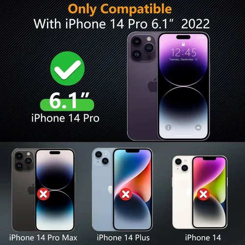 Vista 2 de soundfine Funda transparente diseñada para iPhone 14 Pro [1 paquete de protector de pantalla templado] [no amarillento]