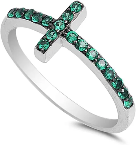 Vista 6 de ELIJA SU COLOR anillo de plata esterlina con diseño de cruz Circonita cúbica simulada negra