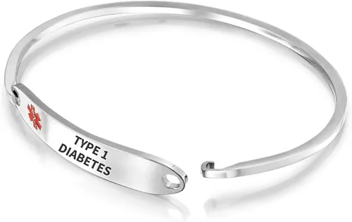 Vista 3 de Pulsera de identificación de alerta médica personalizable, de acero inoxidable, 7.0in