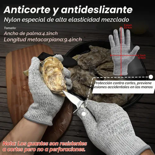 Vista 3 de Cuchillo para cortar ostras, juego de kit de shucking de ostras resistente y afilado con mango de madera cómodo, juego de cuchillo y guante de ostra