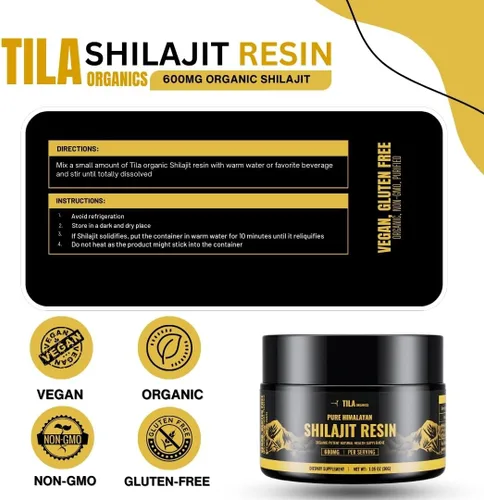 Vista 5 de Tila Resina pura Shilajit – Auténtico extracto del Himalaya con ácido fúlvico – para hombres y mujeres – Suplemento natural de alta resistencia