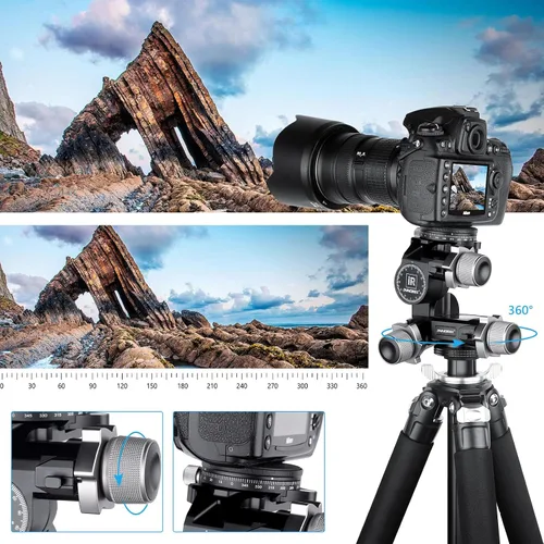 Vista 6 de INNOREL GR7 - Cabezal de trípode con engranaje de 3 vías para fotografía