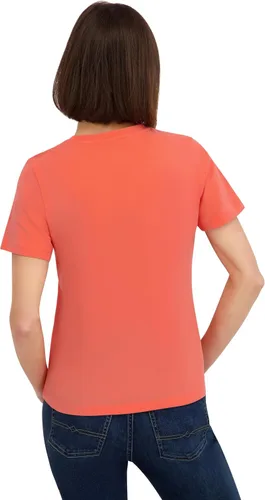 Vista 3 de Spyder Camiseta de manga corta con estampado floral de puesta de sol para mujer melocotón (Peach Bud)